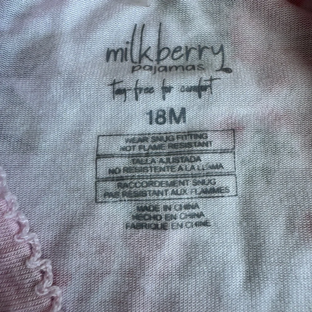 Milkberry Baby Girl Pajama Top 18 months‎ Bamboo Floral Long Sleeve Pink